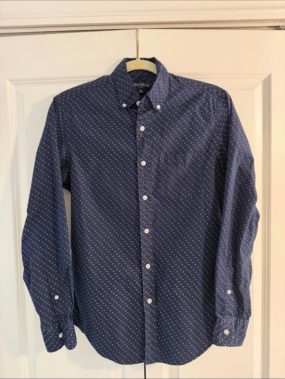 J. Crew Men's Navy Micro-Print Button-Down Dress Shirt